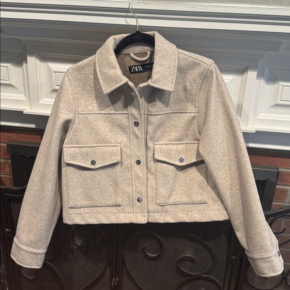 Zara Light Tan Cropped Jacket